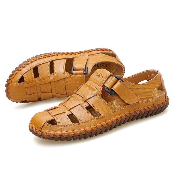 

new summer men sandals 2019 leisure beach men shoes genuine leather sandals the men's, Black