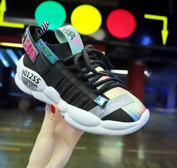 

обувь женская летающие плетение носки обувь женский дышащий студент папа досуг обувь b1, Black