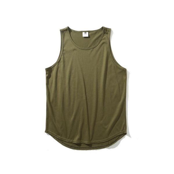 

solid color men' clothing base europe and america high street loose circular arc hem lengthens the personality hip hop vest man, White;black