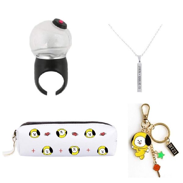

bts bangtan boys finger ring led light stick with key chain necklace and pencil case