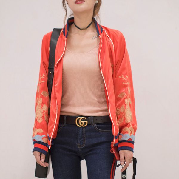 

2019 autumn new designer coat women's jackets european and american embroidered baseball uniform fashion jacket outwear women's si, Black;brown