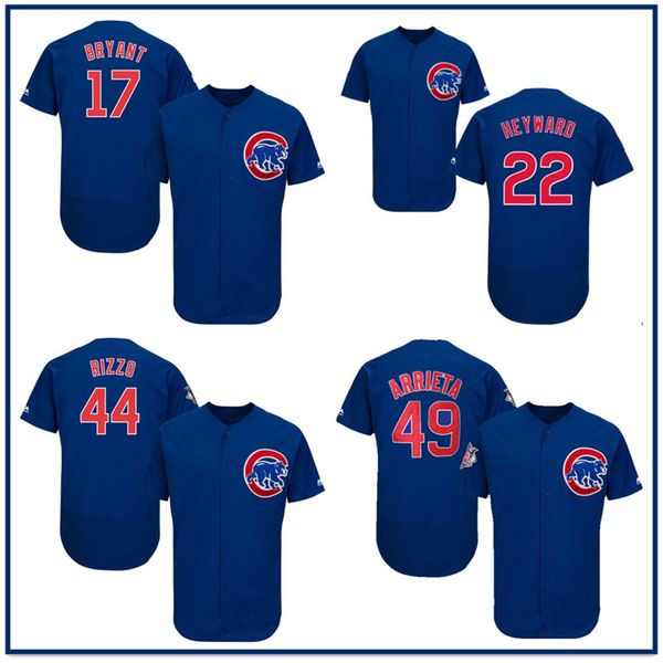 

Cubs 44 Anthony 17 Kris Rizzo Bryant Chicago 22 Jason Arrieta Heyward Baseball Jersey BLUE Flex Base jerseys