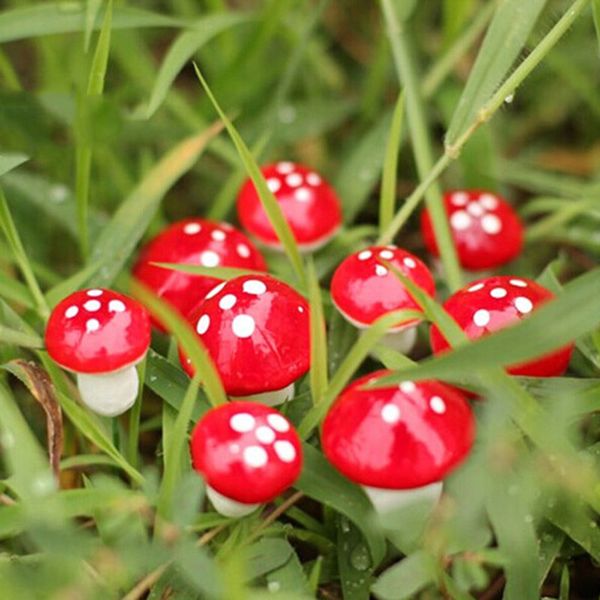 

30^50 pcs mini red mushroom garden dotted small potted diy toy house landscape bonsai plant garden decoration