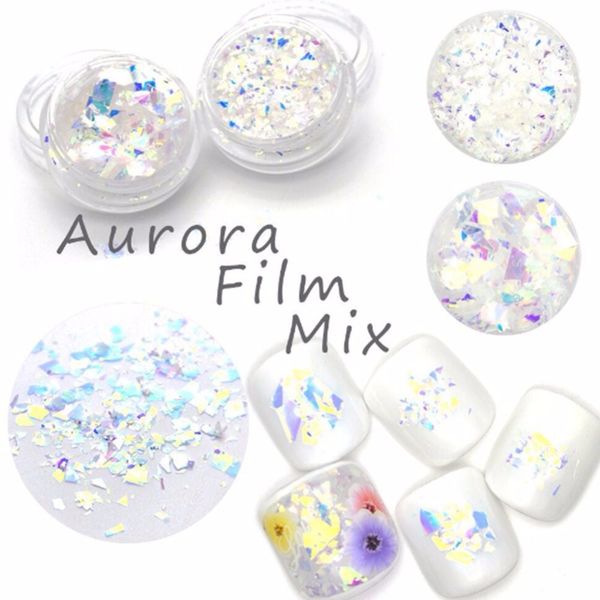 

2g box candy flakes nail arts holographic powder aurora film mix laser diamond seashell nail flakies for uv gel accessories, Silver;gold