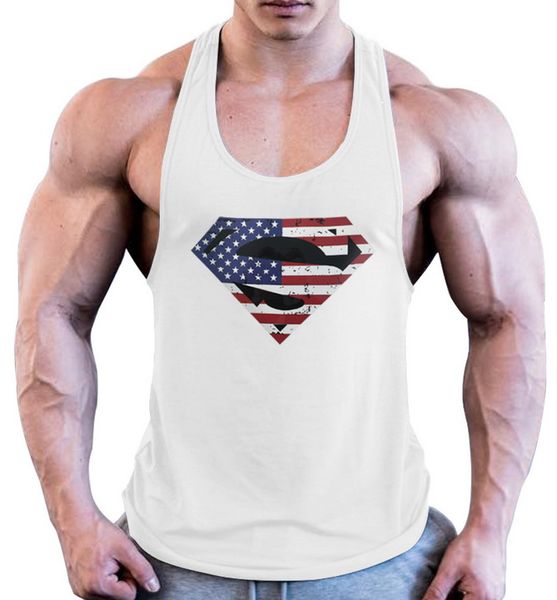 Compre 2019 GYM Hombres Fitness Algodón Puro Gran Oumar Bandera Americana Superman Chaleco De Planchado A $5.33 Del Halibobo | DHgate.Com