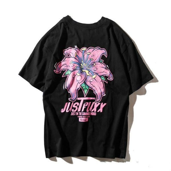 

unique mens flowers printed round neck t shirt brand summer designer short sleeve oversize hip hop casual boyfriend shirt tee, White;black
