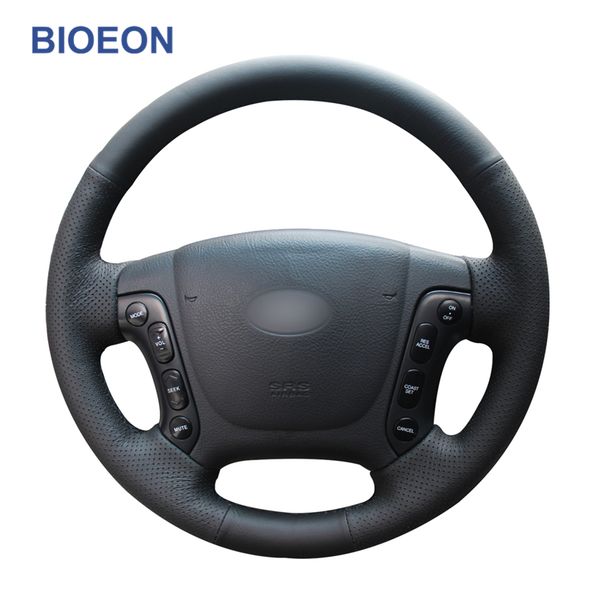 

black pu artificial leather car steering wheel covers for santa fe 2007 2008 2009 2010 2011 2012