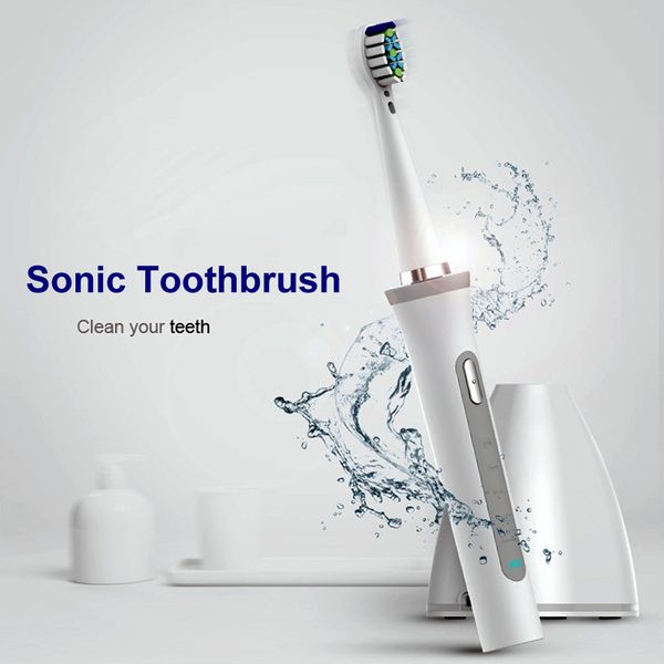 

sonic electric toothbrush uv sanitizer rechargeable wireless charge tooth brush timer ipx7 waterproof ultrasonic with brush head