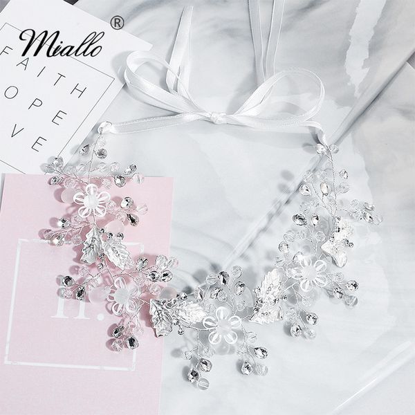 

miallo fashion handmade flowers wedding hair vine bridal headband headpiece hair jewelry accessories for women, Golden;white