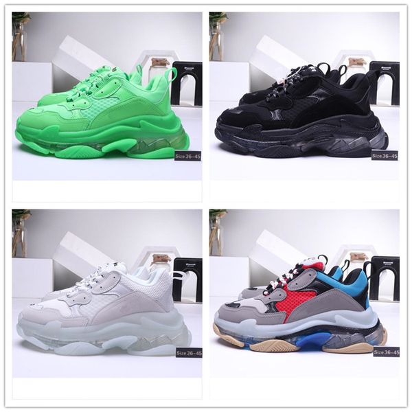 

new arrival ins paris 17fw triple s noir rose fluo blanc casual shoes beige black thick heel grandpa dad trainer sneakers