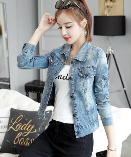 

женщина весна и осень европа и соединенные штаты новый стиль тенденция бутик тонкий личность с повседневные джинсы куртка показать тонкий, Black;brown