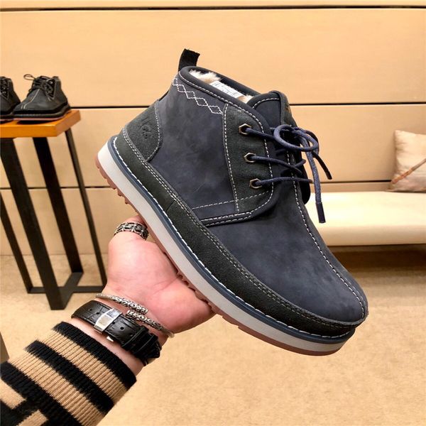 

the highest version of australian luxury snow boots men's shoes flat heel thick martin boots men's short boots casual shoes size 3, Black