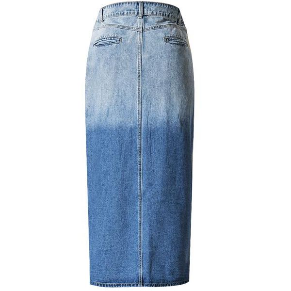 

single-breasted denim skirt women's high waist skinny skirt, Black