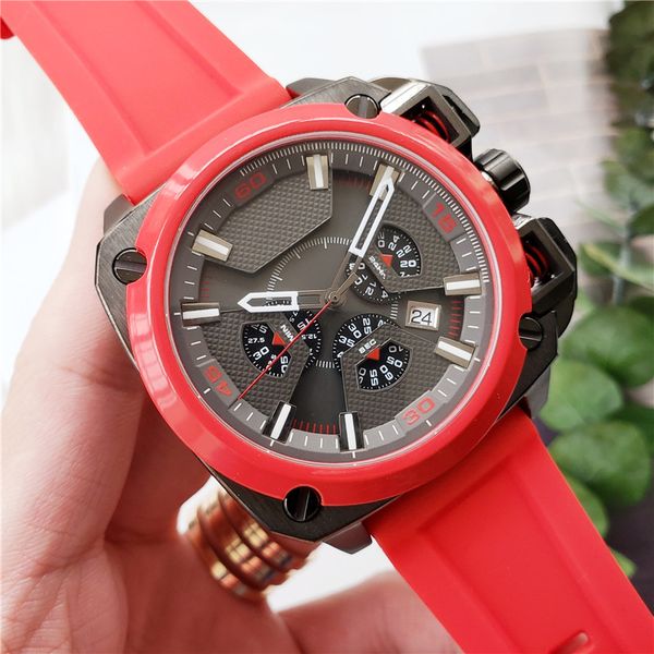 

mens luxury watches quartz movement all dial works watches fashion edition silicone strap men sport military watch designer waterproof clock, Slivery;brown