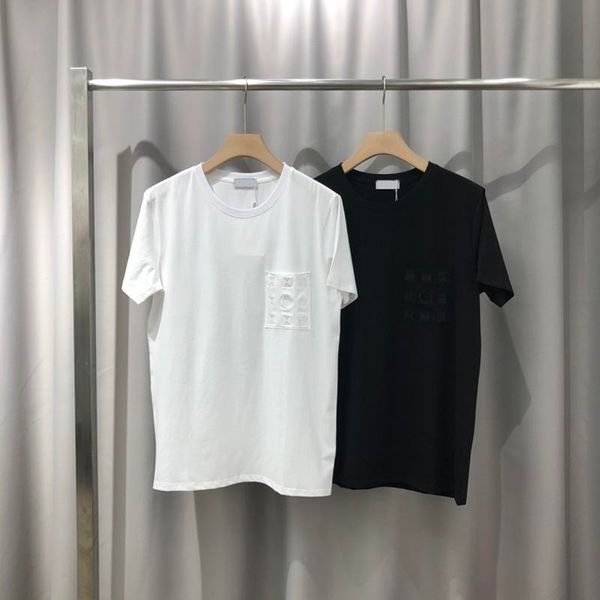 

2020 spring summer luxury paris europe pocket embroidery tshirt fashion men women t shirt pure cotton tee top, White;black