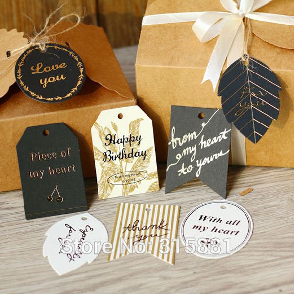 

gold foil stamped greetings tags, thank you tag,wedding favour,gift tag 40pcs/lot