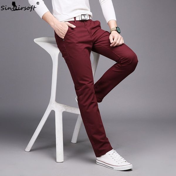 

10 colors new casual men's cotton slim pants leisure straight trousers fashion business solid long leg pencil pant plus size, Black