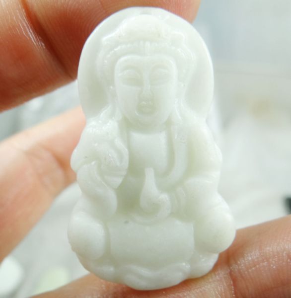 

natural stone turquoises quartz crystal chinese stone hand-carved guan yin amulet pendant for diy jewelry making necklace a10, Silver