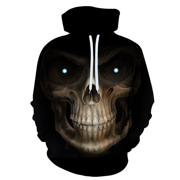 

2020 skull hoodies men women hoody sweatshirts full print 3d fire and skull hooded mens polluvers skeleton hoodie coats, Black