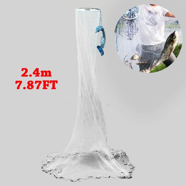 

upgraded american hand cast net with flying disc high strength cast fishing network 240cm throw net