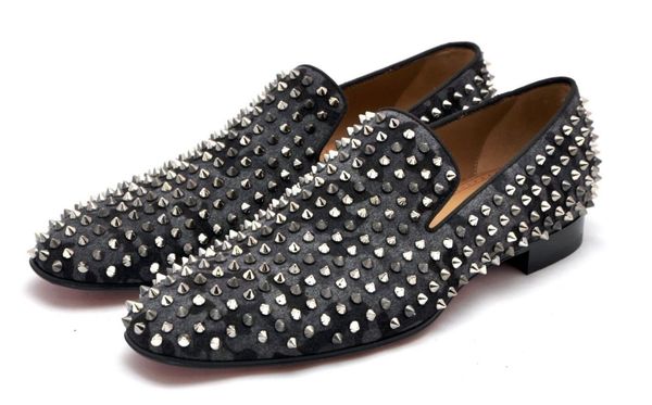 

джентльмен роскошный оксфорд серый камуфляж одуванчик шипованных уличный стиль скольжения на красное дно мокасины обувь свадебное платье eu3, Black