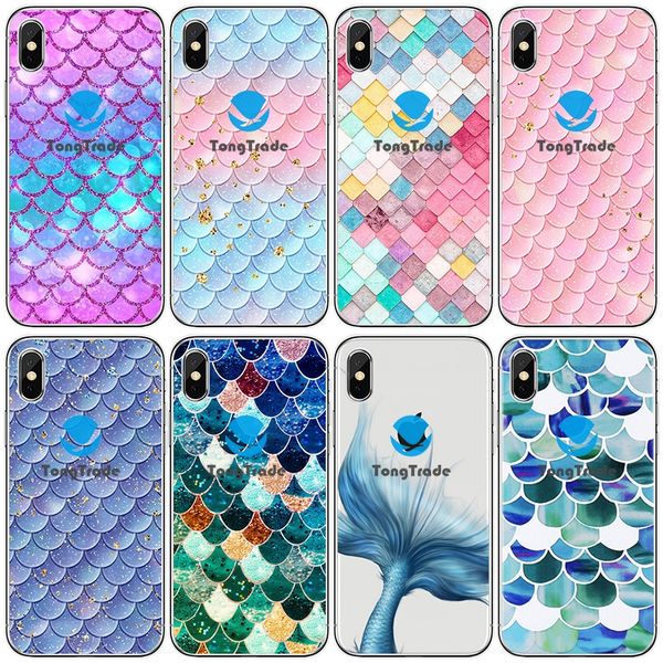 

[tongtrade] soft silicone tpu case for iphone 11 pro 8 7 6s 5s x xs max plus huawei p30 p20 pro colour fish scale lattice grid custom case