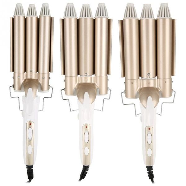

new ceramic temperature adjustable triple pipe hair curler curling iron styling tool