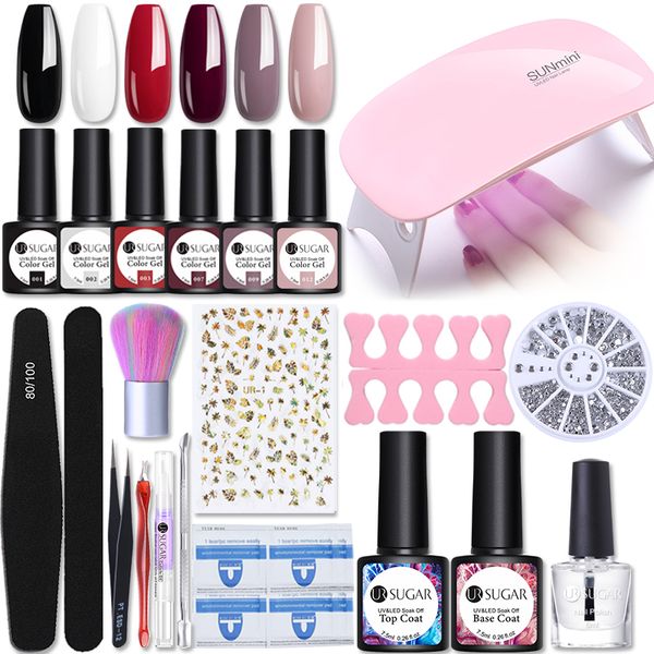

ur sugar nail set 120w uv lamp with 9pcs color gel for manicure kit soak off gel varnish for nail art set dryer machine tools