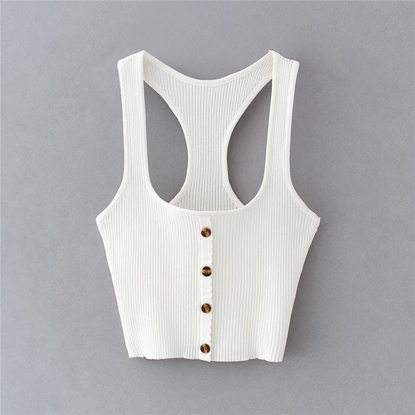 

women's tanks & camis 2021 fashion female casual chest crop women single-breasted slim tank tee shirt, White