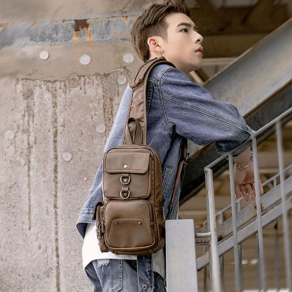 

chest bag men's one-shoulder bag fashion multi-functional stiletto casual men