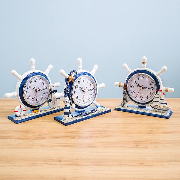 

bedroom bed decoration clock living area solid wood quality watch ornaments mediterranean navigation clock creative mute