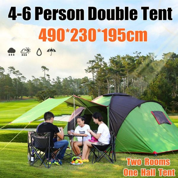 

double layer waterproof big camping tent one hall two bedroom room tent house for 5-8 person family outdoor party