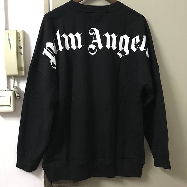 

letter print palm angels hoodies men women 1a:1 cotton hip hop palm angels sweatshirts palm angels pullover, Black