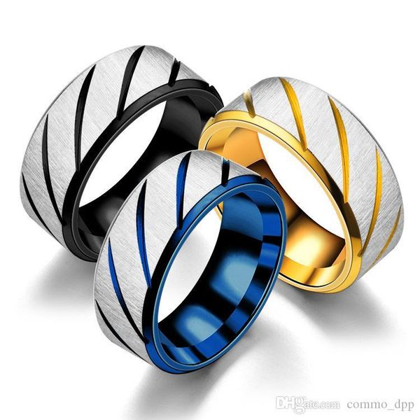

8mm stainless steel horizontal sand couple rings women double hypotenuse twill wedding band rings for men s fashion jewelry, Silver
