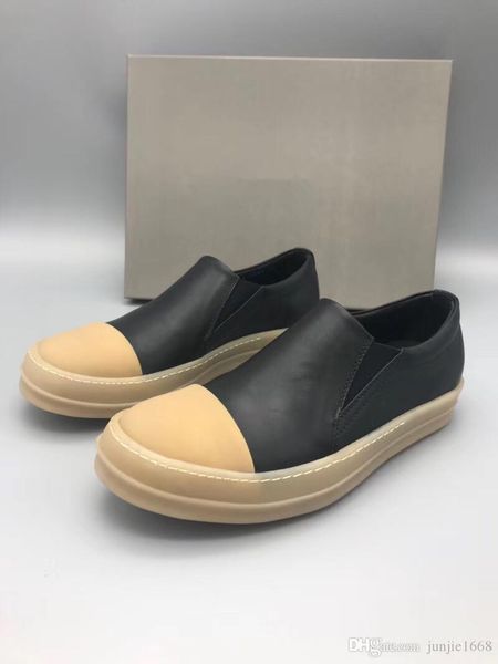 

18ss high qualit pedal custom leather rubber toe layer water dyed leather transparent color casual shoes factory direct men's slip on s, Black