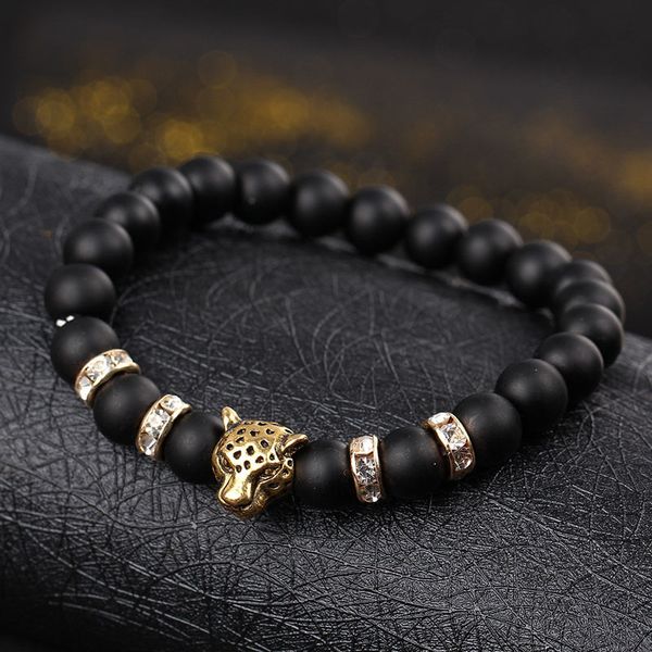 

natural stone beads men bracelets lucky charm matte black 8mm bead onyx stone matiger leopard bracelets for men jewelry gift