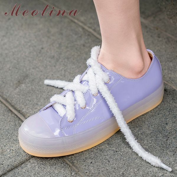 

meotina fashion flats shoes women patent leather flat derby shoes lace up round toe green pink new ladies big size 34-41, Black