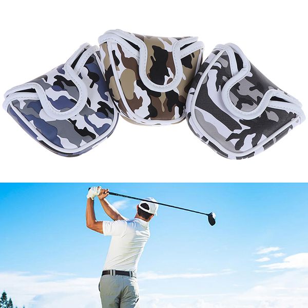 

golf putter headcover pu leather dustproof camouflage pattern head cover for putter golf cover bag mallet
