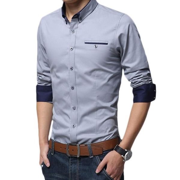 

fashion men solid color long sleeve turn down collar slimeed fitted office shirt top, White;black