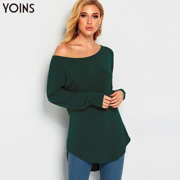 

yoins 2019 autumn winter women round neck long sleeve knitted blouses female basic casual knit ladies shirts blusas femme, White