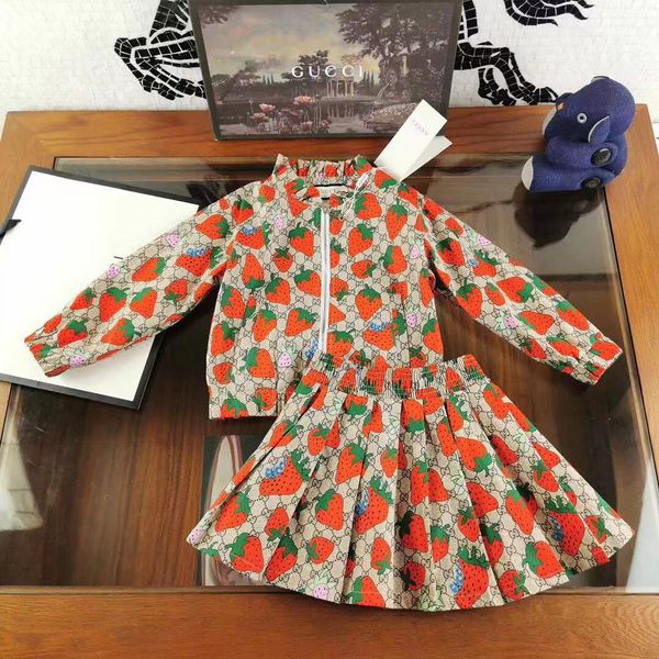 

brand girls clothing set 2pcs long sleeve coat skirt outfist, White