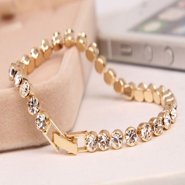 

1 pc women shiny silver bracelets charm austria crystal cuff bangles fashion jewelry gift for women, Black