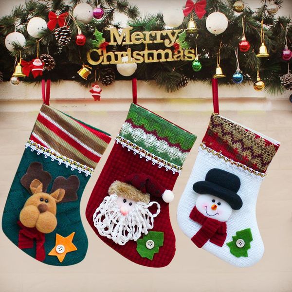 

2018 new christmas stocking santa claus sock gift bag decoration candy bag christmas tree ornaments decoration supplies