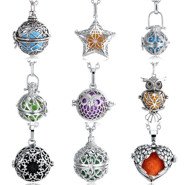 

antique silver-plate pendant essential oil diffuse necklace for jewelry