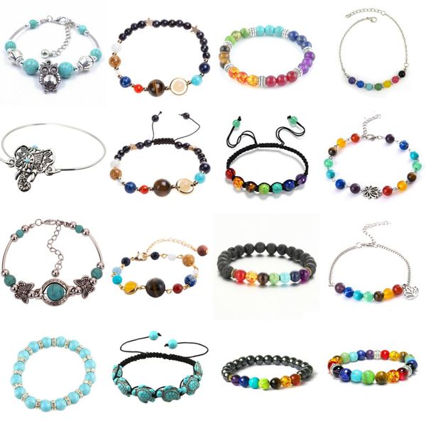 

7 chakra bracelet men black lava healing balance beads reiki buddha prayer natural stone yoga bracelet for women