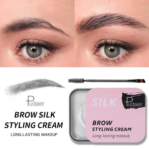 Pudaier Brow Crema per lo styling di seta Crema per sopracciglia a lunga durata Gel Trucco Vitamina E naturale Tinta per sopracciglia impermeabile Sopracciglia piumate