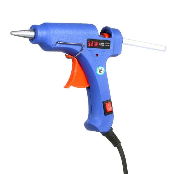

20w melt glue gun melt glue machine diy gun with switch button blue + 3pcs 7mm bar