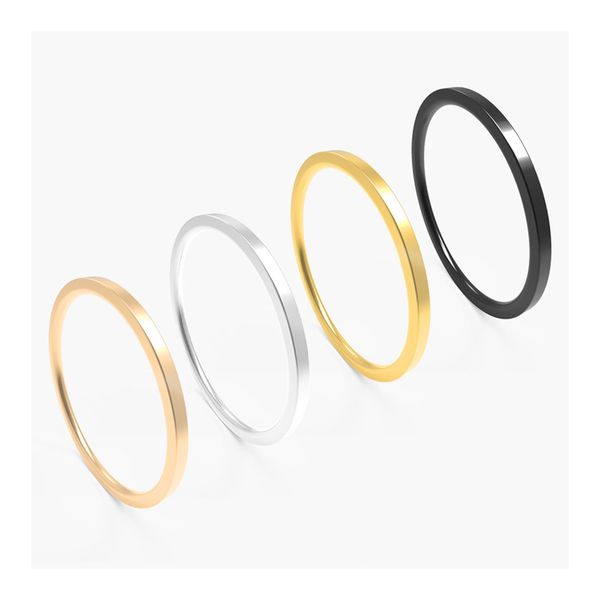 

jhsl 1mm small mini stainless steel simple women rings black silver rose gold color fashion jewelry us size 3 4 5 6 7 8 9 10, Slivery;golden