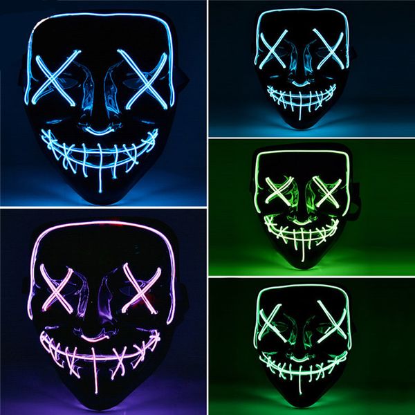 Maschera di Halloween Maschere per feste illuminate a LED The Purge Election Year Maschere horror Festival Cosplay Glow In Dark NightClub