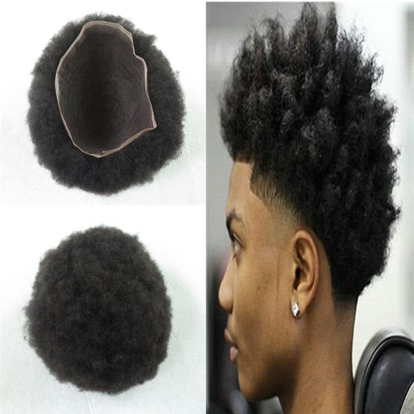 2019 Afro Curly Toupee For Men Fine Welded Mono Human Hair Mens